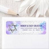 Bat Mitzvah Silver Foil Paarse Waterverf Address Etiket (Insitu)