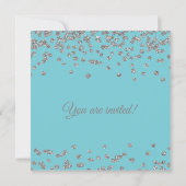 Bat Mitzvah Silver Glitter Confetti Robin Egg Blue Kaart (Achterkant)