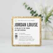 BAT MITZVAH simple modern chic gold glitter Kaart (Staand voorkant)