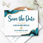 Bat Mitzvah Sla het Date Turquoise Agaat Script op Uitnodiging Briefkaart