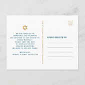 Bat Mitzvah Sla het Date Turquoise Agaat Script op Uitnodiging Briefkaart (Achterkant)