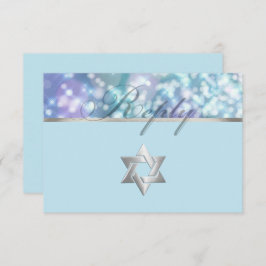 Bat Mitzvah Sparkle Blauw en Paars RSVP Kaartje