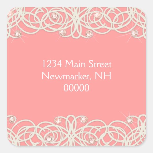 Bat Mitzvah Sparkle en Lace Vierkante Sticker (Voorkant)