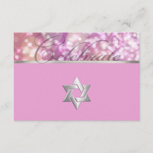 Bat Mitzvah Sparkle Licht Roze Kaart (Voorkant)