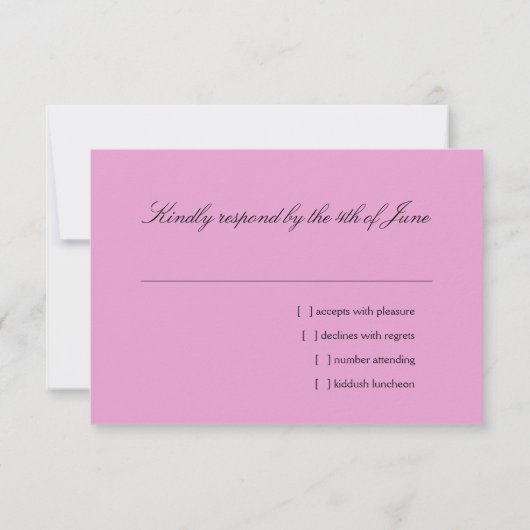 Bat Mitzvah Sparkle Licht Roze RSVP Kaartje (Achterkant)