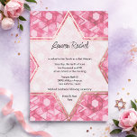 Bat Mitzvah Star of David Pink Damask Hebrew Folie Uitnodiging<br><div class="desc">Bat Mitzvah Star of David Pink Damask Designed by Carrie Fink.  Name in Hebrew is Foiled Printed and shipped by Zazzle or their partners.</div>