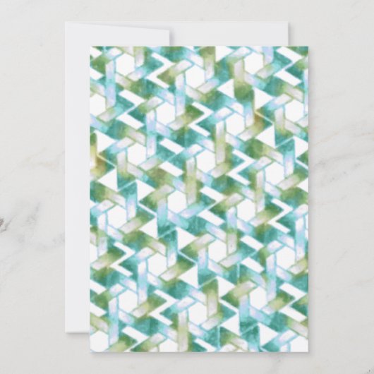 Bat Mitzvah Star van David Blue en Green Damask Kaart (Achterkant)