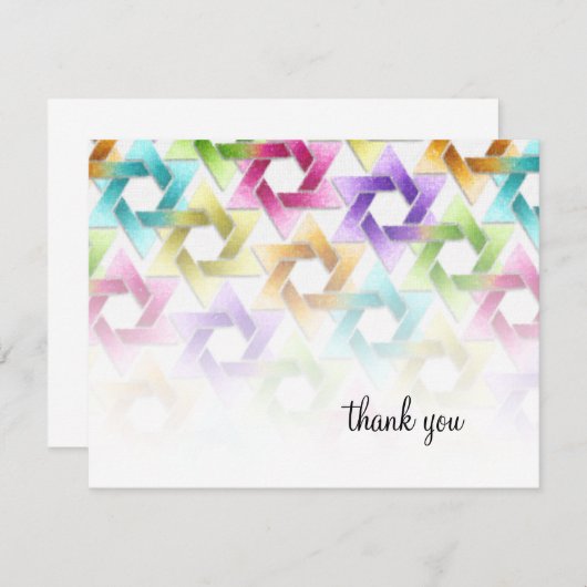 Bat Mitzvah Star van David Damask - Hartelijk dank Bedankkaart (Voorkant / Achterkant)