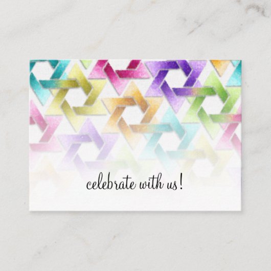 Bat Mitzvah Star van David Damask Reception Kaart (Voorkant)