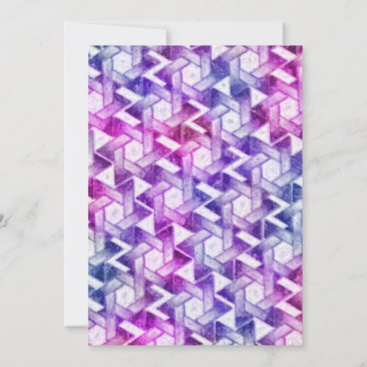 Bat Mitzvah Star van David Damask Roze Paarse Kaart (Achterkant)
