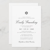 Bat Mitzvah Star van David Minimalist Modern Kaart (Voorkant / Achterkant)