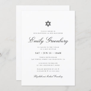 Bat Mitzvah Star van David Minimalist Modern Kaart