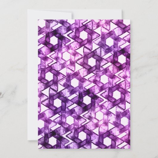 Bat Mitzvah Star van David Paarse Damask Kaart (Achterkant)