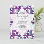 Bat Mitzvah Star van David Paarse en Blauwgroen Da Kaart (Staand voorkant)