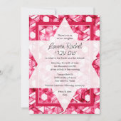 Bat Mitzvah Star van David Pink Damask Kaart (Voorkant)
