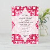 Bat Mitzvah Star van David Pink Damask Kaart (Staand voorkant)