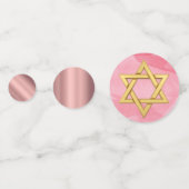 Bat Mitzvah Star van David Pink Gold Foto Joods Confetti (Achterkanten)