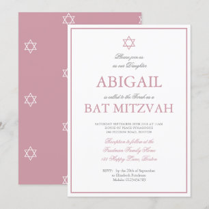 Bat Mitzvah Star van David Pink Hebrew Jewish Kaart