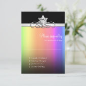Bat Mitzvah Star van David Rainbow RSVP Kaartje (Staand voorkant)