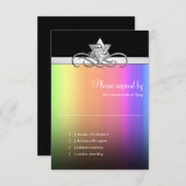 Bat Mitzvah Star van David Rainbow RSVP Kaartje (Voorkant / Achterkant)