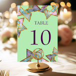 Bat Mitzvah Star van David Table Number Kaart<br><div class="desc">Bar Mitzvah en Bat Mitzvah uitnodigingen die door Umua worden ontworpen. Gedrukt en verzonden door Zazzle of zijn partners.</div>