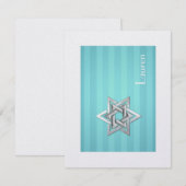 Bat Mitzvah Star van David Turquoise Hartelijk dan Bedankkaart (Voorkant / Achterkant)