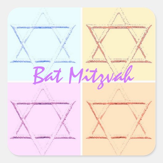 Bat Mitzvah/Star van David Vierkante Sticker (Voorkant)