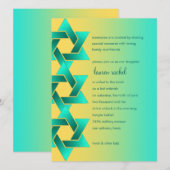 Bat Mitzvah Star van David Yellow Aqua Kaart (Voorkant / Achterkant)