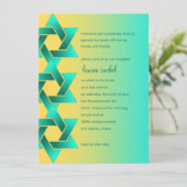 Bat Mitzvah Star van David Yellow Aqua Kaart (Staand voorkant)