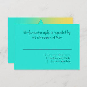 Bat Mitzvah Star van David Yellow Aqua RSVP Kaartje