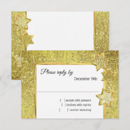 Bat Mitzvah Stars Gouden Glitter RSVP Kaart