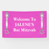 Bat mitzvah ster david roze spandoek (Horizontaal)
