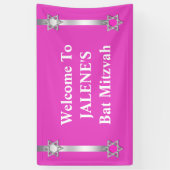 Bat mitzvah ster david roze spandoek (Verticaal)