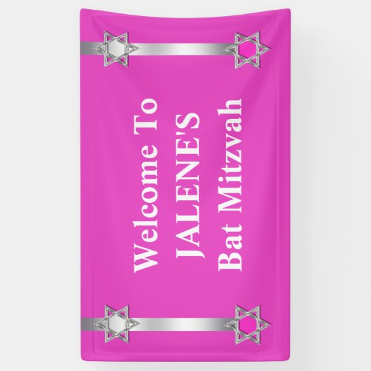 Bat mitzvah ster david roze spandoek (Verticaal)