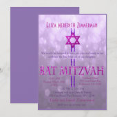 Bat Mitzvah | Ster van David | PAARS Kaart (Voorkant / Achterkant)
