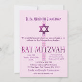 Bat Mitzvah | Ster van David | Roze Kaart (Voorkant)