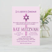 Bat Mitzvah | Ster van David | Roze Kaart (Staand voorkant)