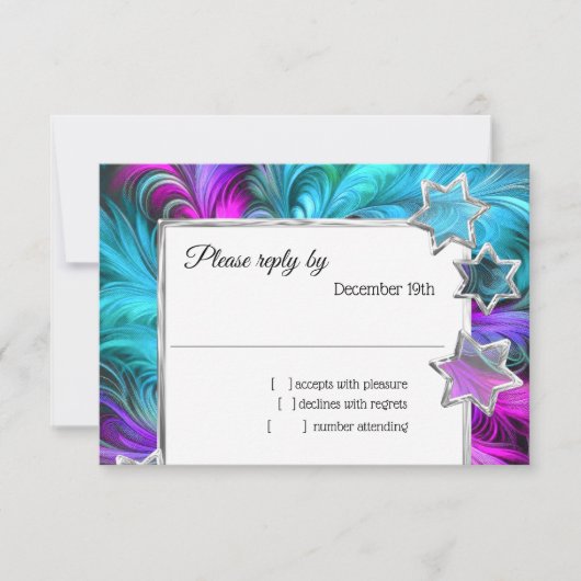 Bat Mitzvah sterren Kleurrijke Pastel tekening RSV Kaart (Voorkant)