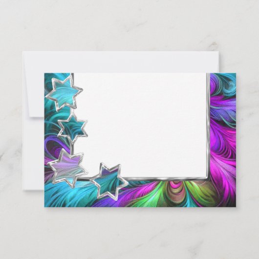 Bat Mitzvah sterren Kleurrijke Pastel tekening RSV Kaart (Achterkant)