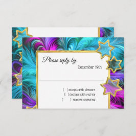 Bat Mitzvah sterren Kleurrijke Pastel tekening RSV Kaart