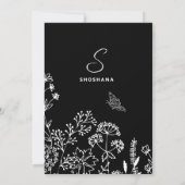 Bat Mitzvah Stijlvol Schrift Bloemenschets Kaart (Achterkant)