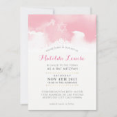 BAT MITZVAH stijlvolle bleke roze waterverf uitnod Kaart (Voorkant)