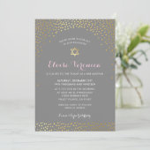 BAT MITZVAH stijlvolle mini confetti spot goud gri Kaart (Staand voorkant)