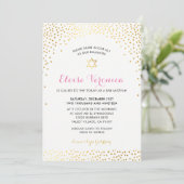 BAT MITZVAH stijlvolle mini confetti spot goud roz Kaart (Staand voorkant)