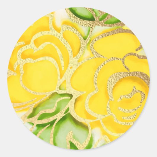 Bat Mitzvah tekening van gele rozen Ronde Sticker (Voorkant)