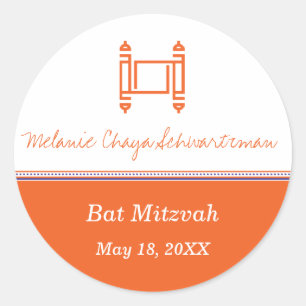 Bat Mitzvah Torah Oranje Sticker