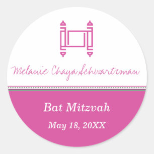Bat Mitzvah Torah Roze Sticker