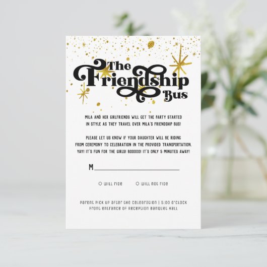 Bat Mitzvah Transportation Details Card Informatiekaartje (Staand voorkant)