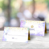Bat Mitzvah Trendy Gold Stippen op Paarse Waterver Plaatskaartje