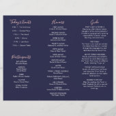 Bat Mitzvah Tri-Fold Program Navy Rose Gold Flyer (Achterkant)